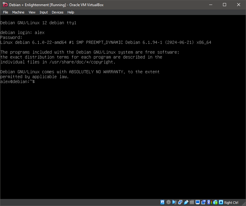 Boot the system -- Logged In